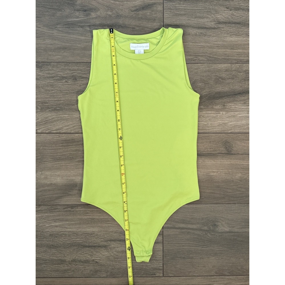 House of Harlow 1960 Lime‎ Green Double Lined Bodysuit Y2K Chic Women's Small - Picture 3 of 13